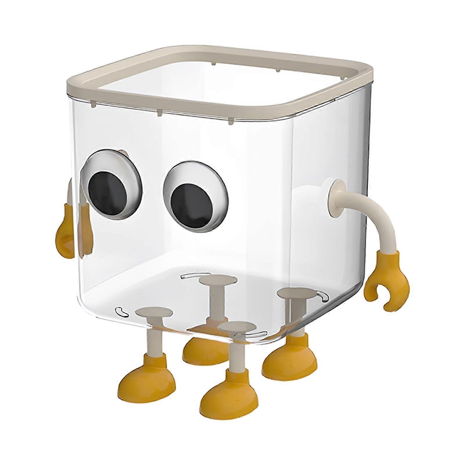 Tabletop Trash Can Lidded Garbage Can for Desk,Transparent Storage Container, Dustbin Ornament for Bathroom, Bedroom, Dormitory, Classroom, Restroom