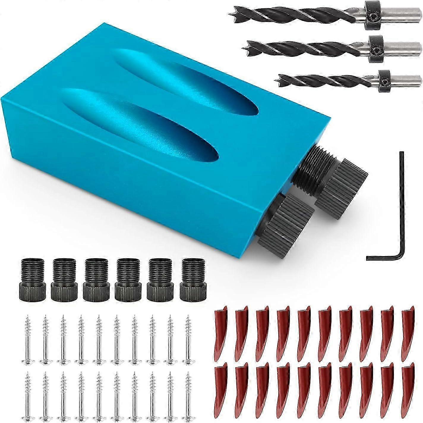 Pocket Hole Jig - 15 Degree Dowel Drill Bit Kit Woodworking Guides (Set 1)