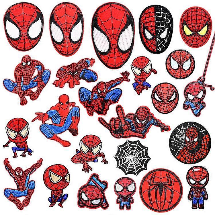 MH-24 pcs Spiderman Iron-on Patches, Embroidered Iron-on Patches