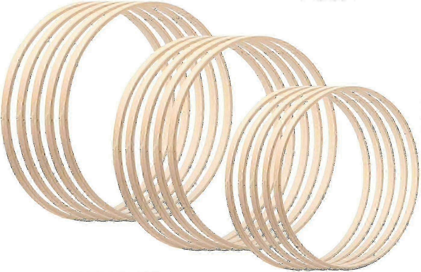 10/12 قطعة من إكليل الزفاف المصنوع من الخيزران ، خاتم طوق خشبي للمكرميه ، طوق حلم الماسك الحرفي لتزيين الزفاف DIY