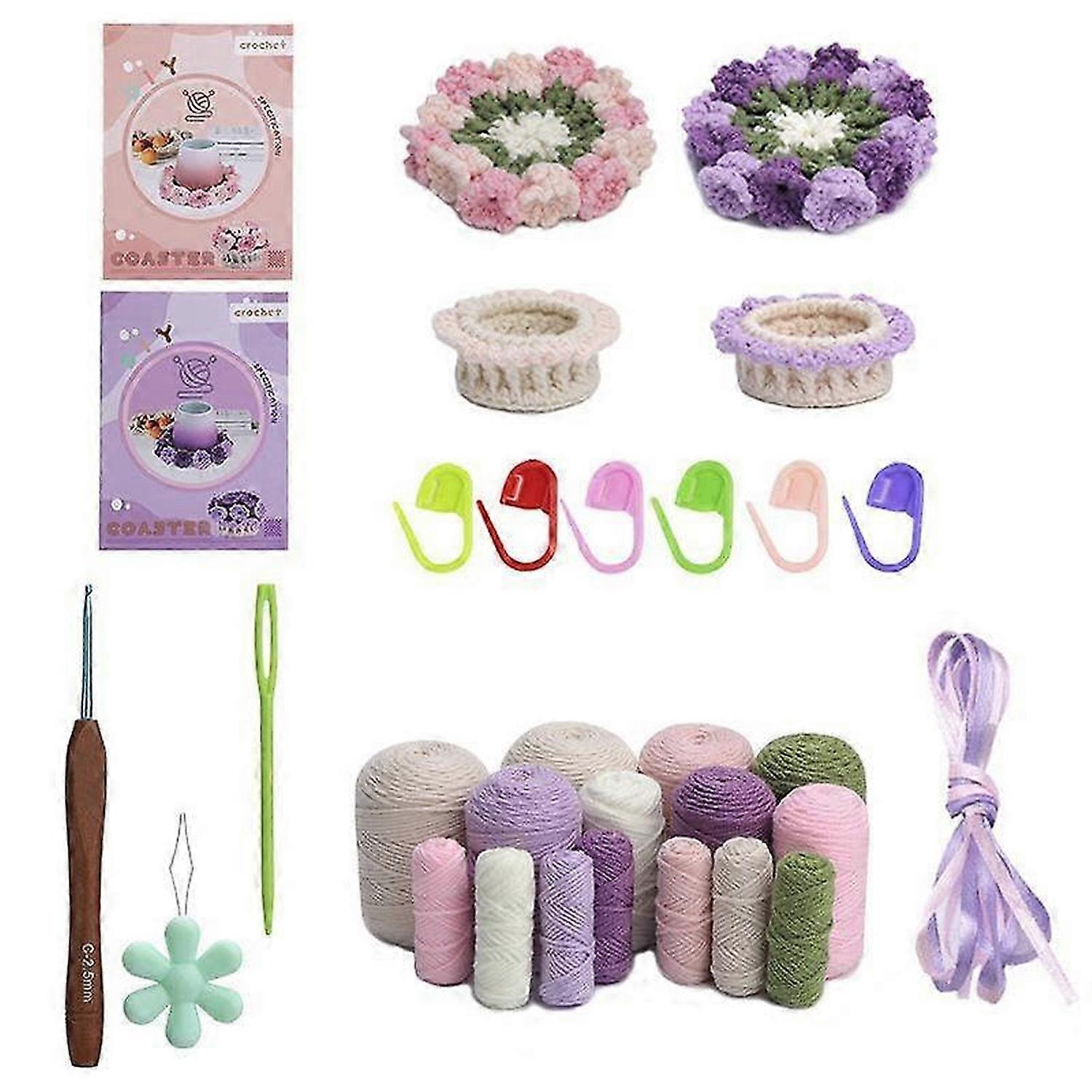 Handgemachte DIY Maiglöckchen Untersetzer, 3D Blume häkeln Untersetzer Häkelset
