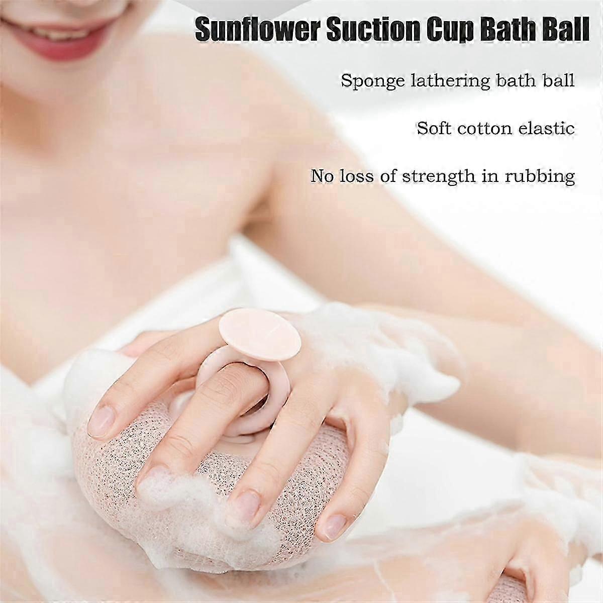 2 Pack Super Soft Sunflower Suction Cup Bath Ball,Loofah Sponge Effectively
