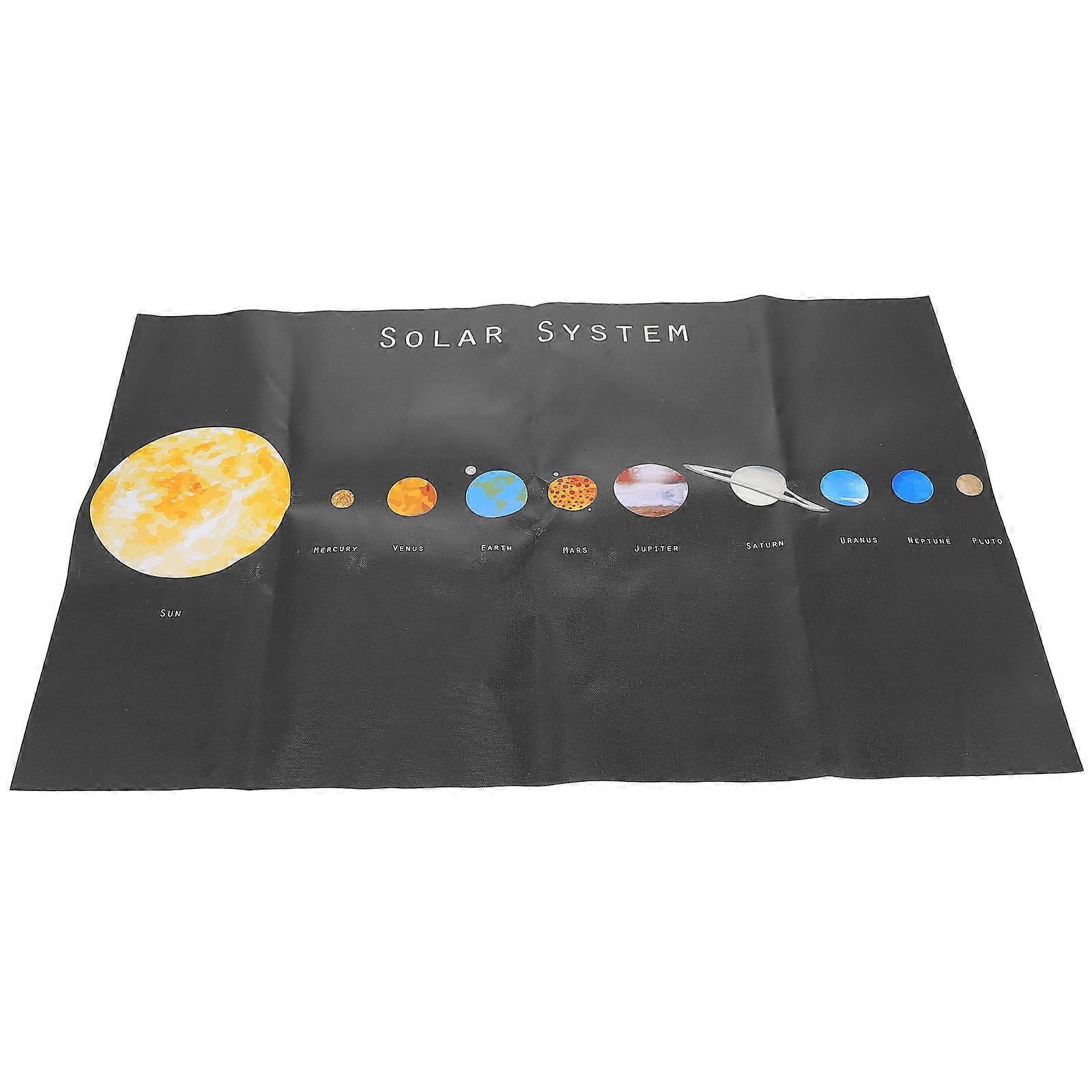 Black Educational Space Poster for Decoration with Solar System Elements and Canvas Material 1 Piece