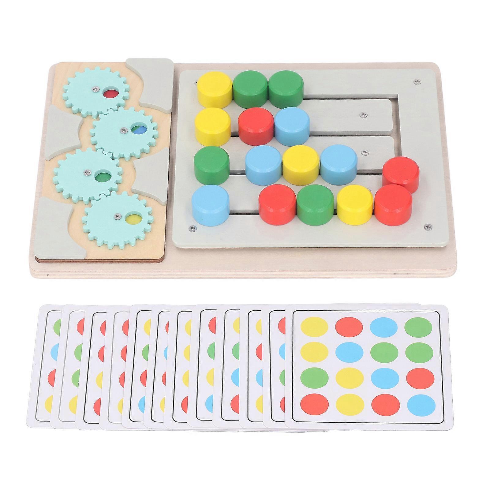 Rotating Gear Maze Toy in Wooden Tones to Boost Observation & Logic