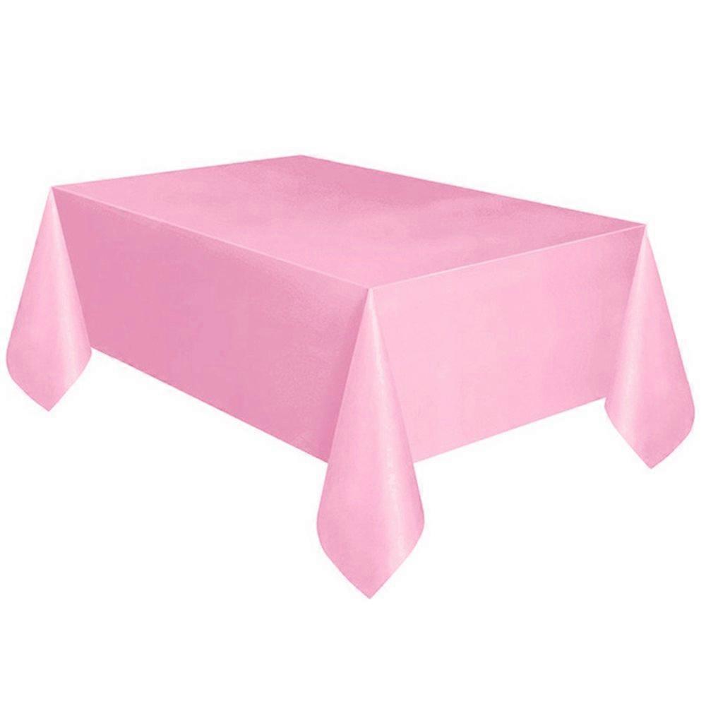 72" x 54" Pink Disposable Plastic Tablecloth for Rectangular Party Wedding Banquet Events