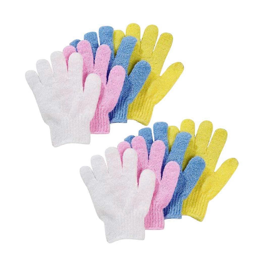 Washing Gloves Five Finger Exfoliating Towels for Back Body Massage, 8-Pack Assorted Colors, Soft Material