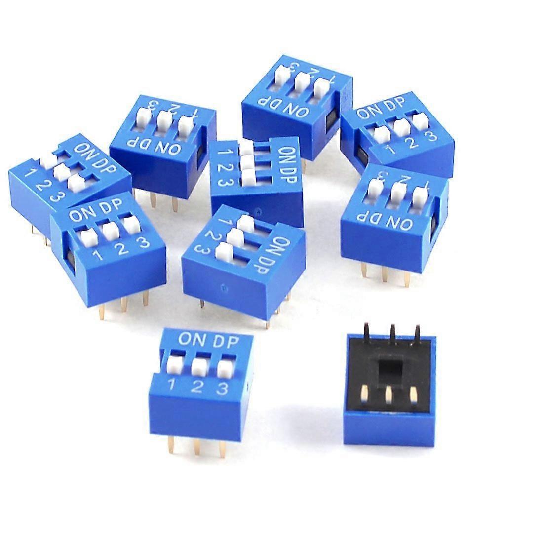 10 Pack 6 Pin 3 Position 2.54mm Blue DIP Switch for PCB Circuit Control and Electronics Projects