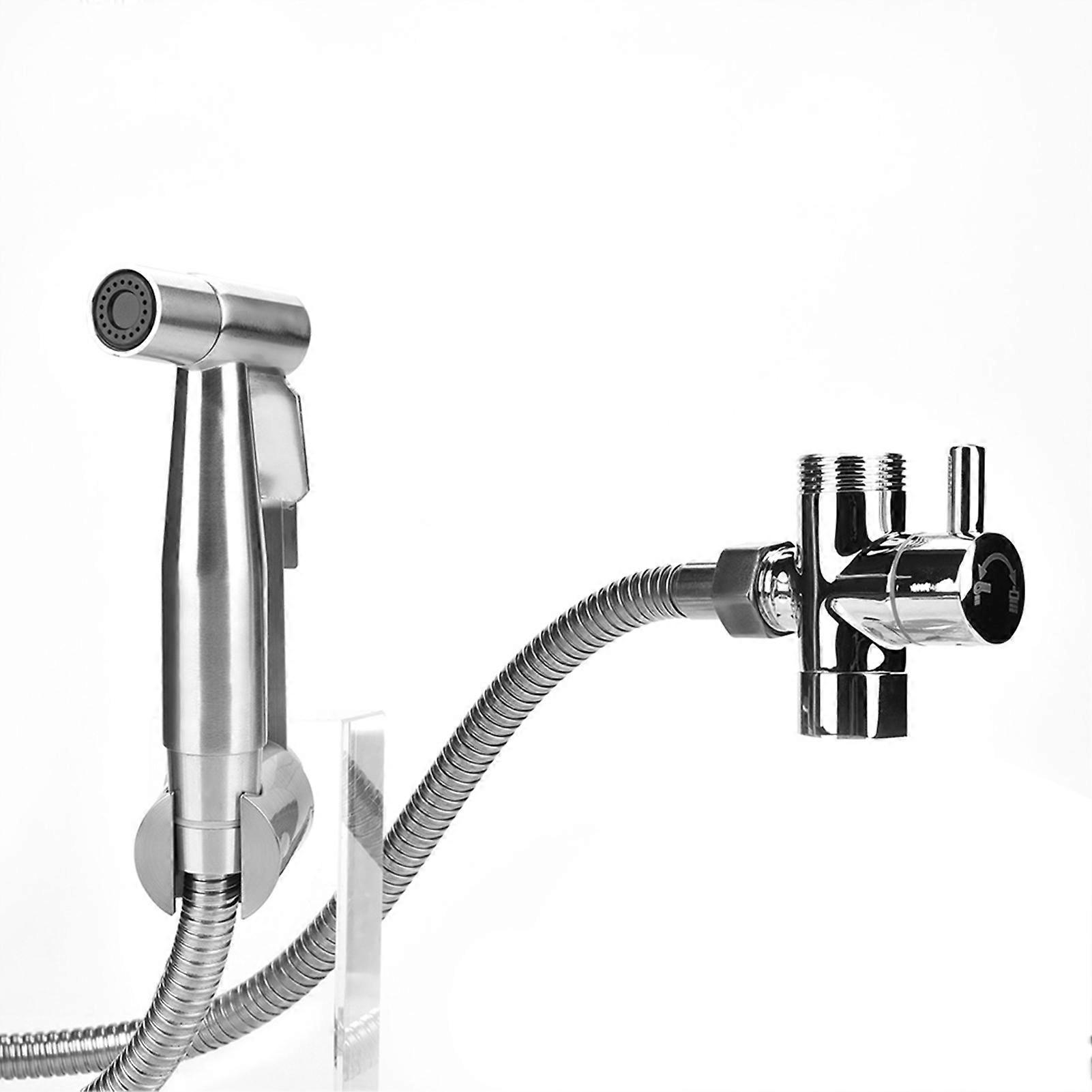 304 Stainless Steel Handheld Bidet Spray Shower Head Bathroom Toilet Adapter Hose Kit(#2)