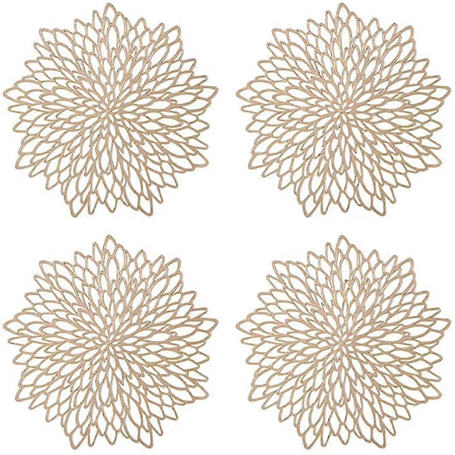 Set of 4 Elegant Round Heat Resistant Plastic Table Placemat - Hollow Out Design