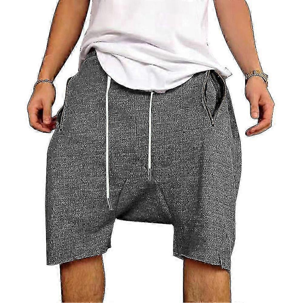 Men's Elasticated Waist Harem Shorts Casual Baggy Drop Crotch Pants