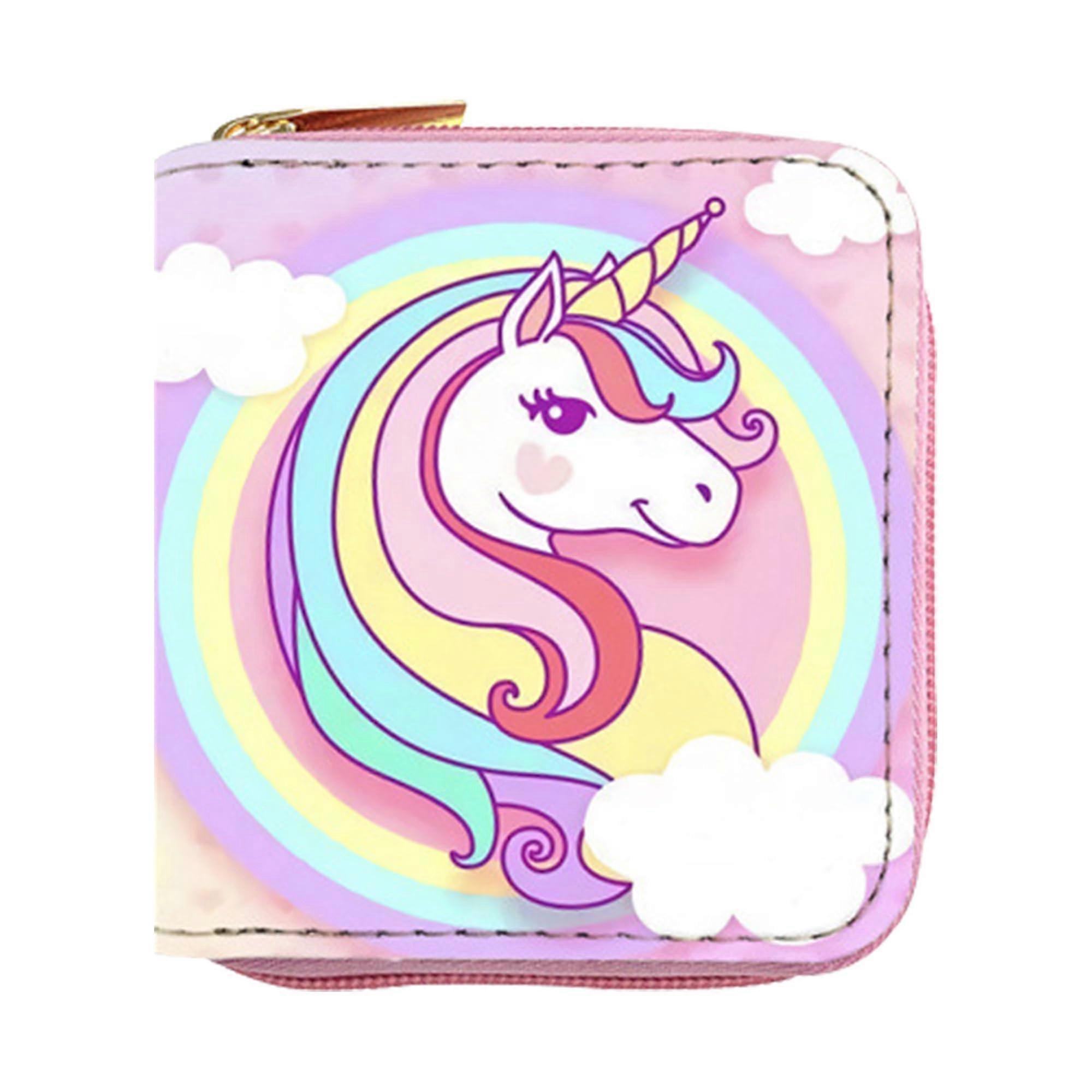 Kids Girls Compact Size Wallet, Pink Square Design, Modern Style, Durable Material, Ideal for Everyday Use