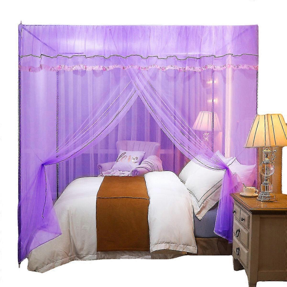 Elegant Lace Mosquito Net Canopy Suitable for 180x200cm Large Bed - 4 Corner Home Bedding Solution