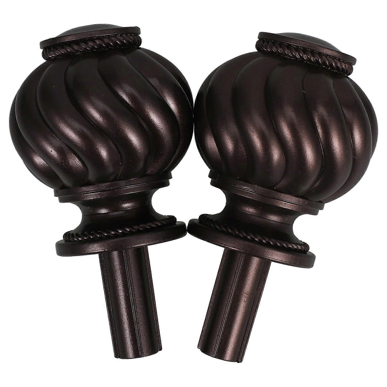 Retro Design Curtain Rod Finials Ends 10.00X4.70X4.70CM Coffee Shape 2Pcs