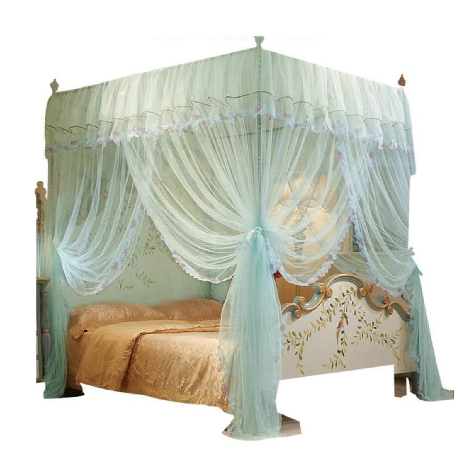 4 Poster Canopy Bed Queen 150 * 200 mm Bedding Net Bed Tent FloorLength Curtain for Beds (Color 1)