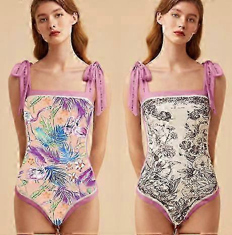 Maillots de bain mono-pièces floraux, épaule à cravate réversible, maillots de bain à contrôle du ventre, maillots de bain à col carré