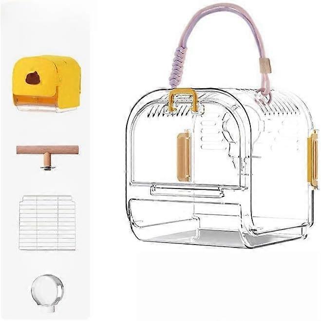 Portable Bird Travel Cage Lightweight Waterproof Carry Bag for Parakeets, Budgies and Small Birds Ventilated Design with Removable Cover yellow