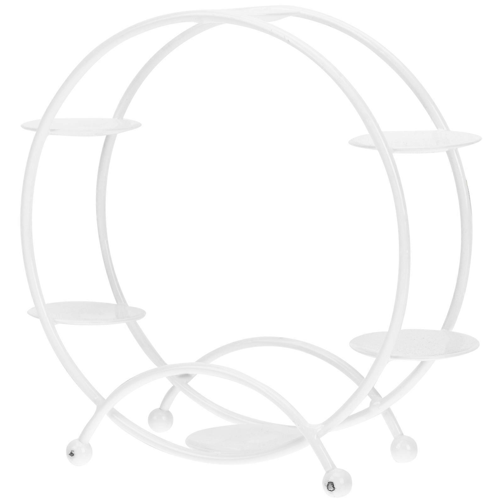 White Iron Toy Exhibition Shelf for Storage Suitable for DIY Micro Landscape and Collectibles Display 360° Stable