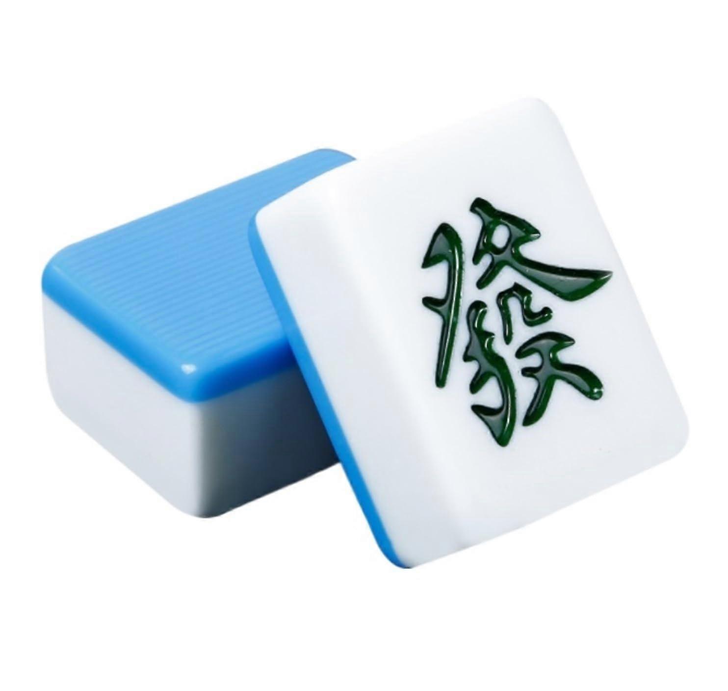 Chinese Mahjong Play Set Includes 136 Resin Tiles for Chinese Style Games (Blue, 50mm)