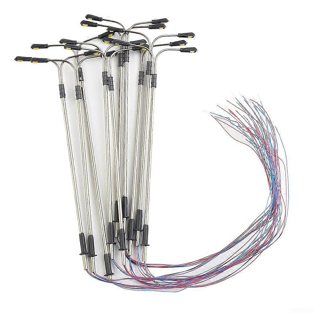 LED street lights for OOHO scale model railways, enhance your garden and layout with a dualhead design, 10 pieces.