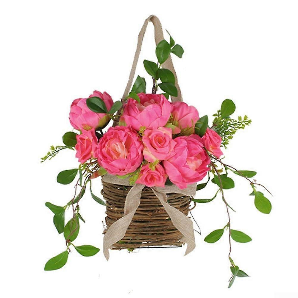 Luxurious hanging basket with rose garland, radiates elegance in your home.