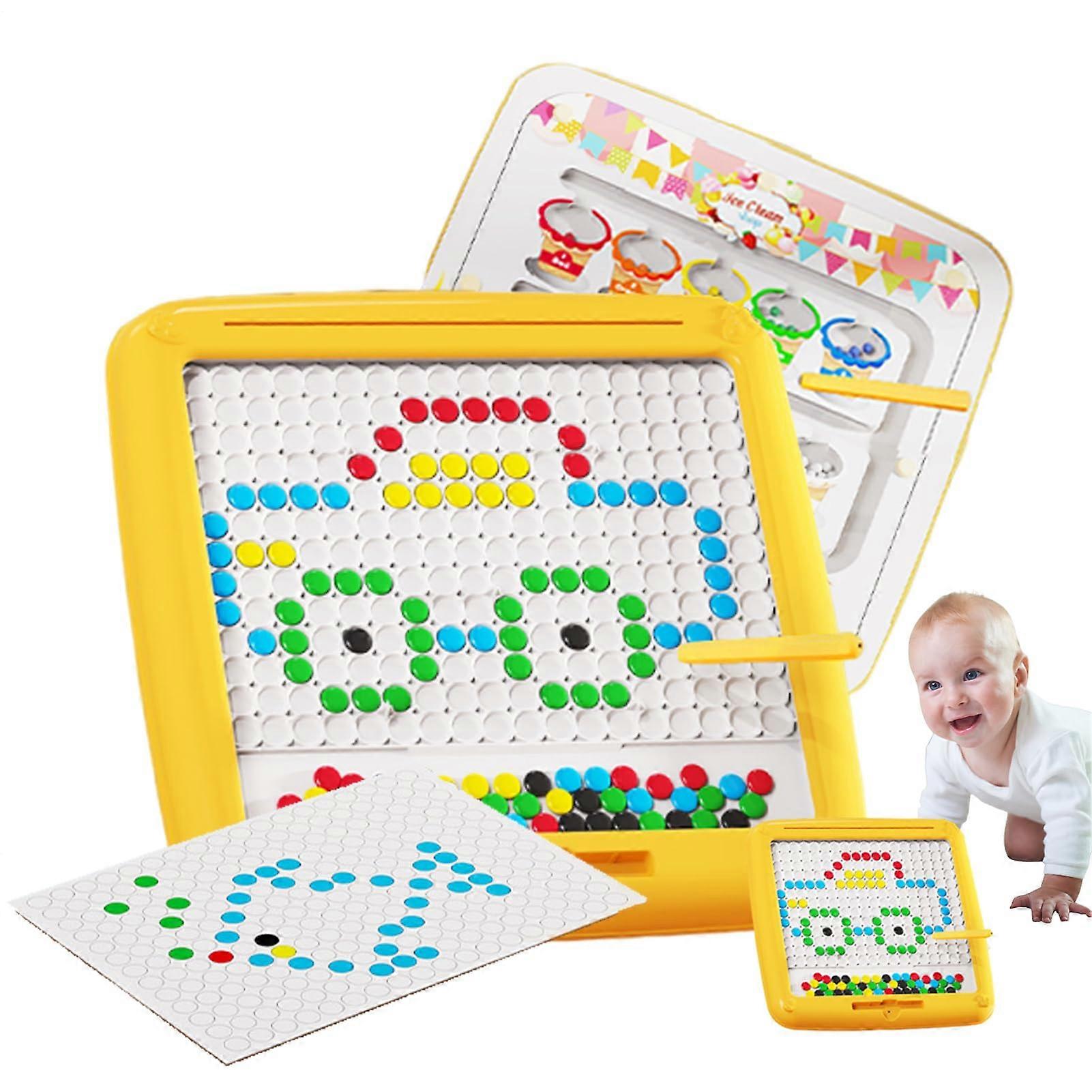 Magnetic Drawing Board for Kids, Travel Toy with Magnetic Dots, Fine Motor Skills Learning Board, Ages 3
