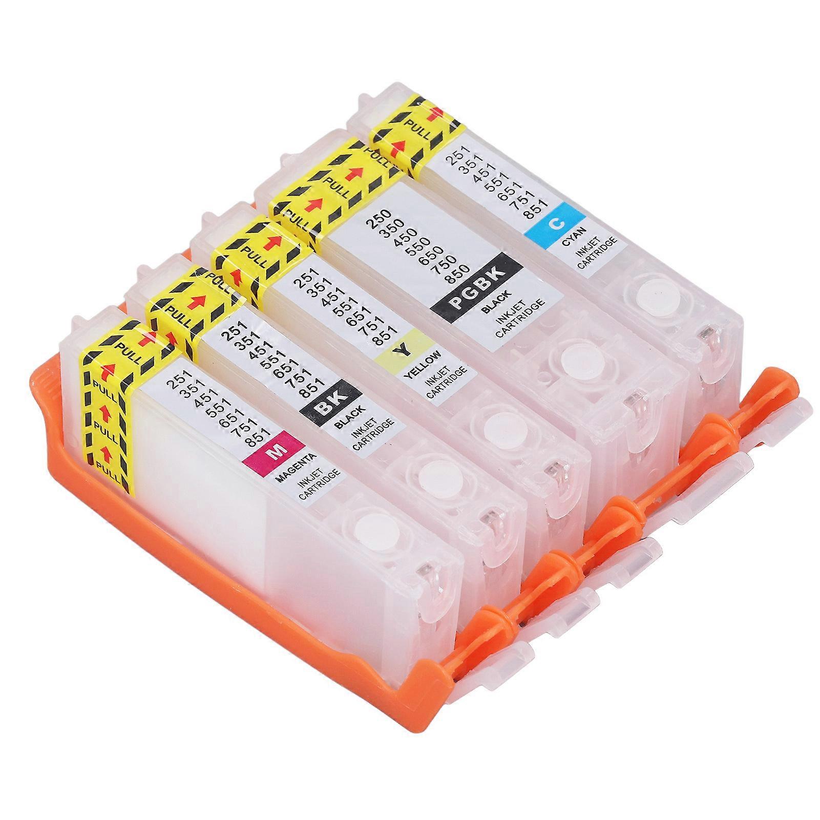 5Pcs Ink Cartridge Reusable Smoothly Ink Output 5 Colors PGBK BK C M Y Printer Cartridge 550 551 
