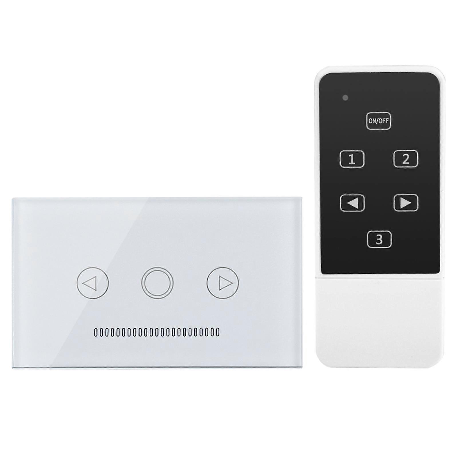 Touch Screen LED Light Dimmer Switch Wireless RF Remote Control Glass Panel White