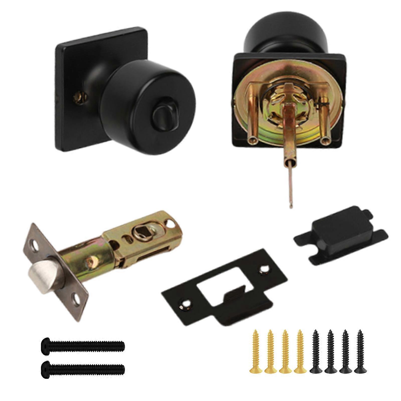 Elegant Matte Black Door Handle With Lock and Key Portable Accessory for Bedroom and Bathroom Security Daily Casual Use Multicolor