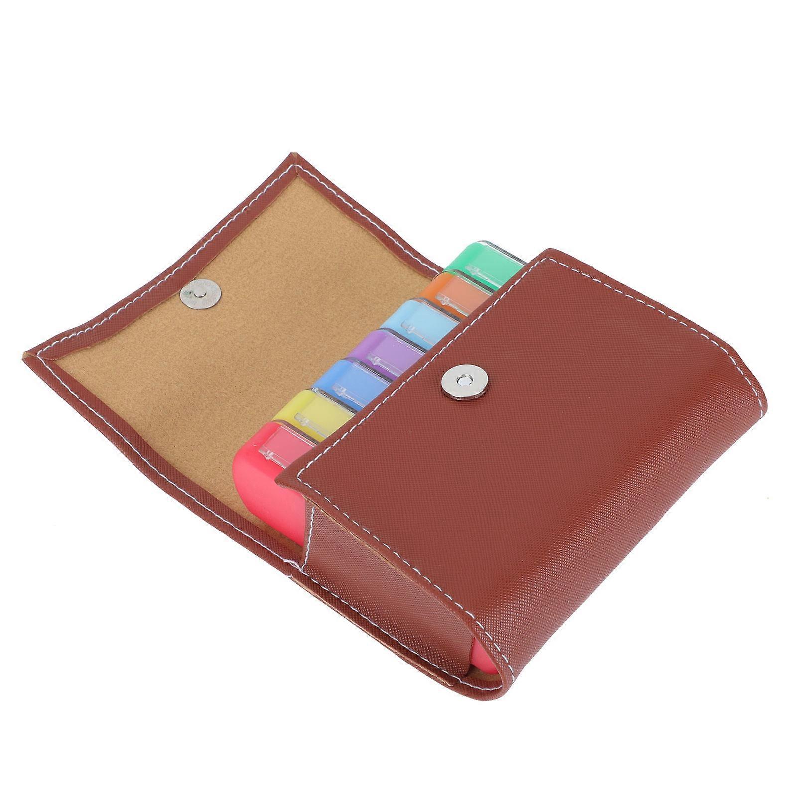 Portable Grid PU Storage Bag Wallet Kit Daily Use Travel Medical Management Rectangular Style 1Set