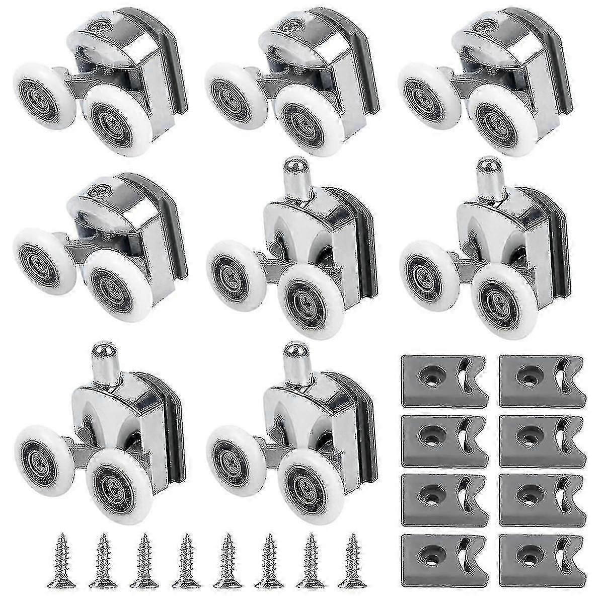 بكرات باب الدش المنحنية ، بكرات أبواب زجاج الدش 8 قطع ، عجلات باب الدش البديلة ، للكور