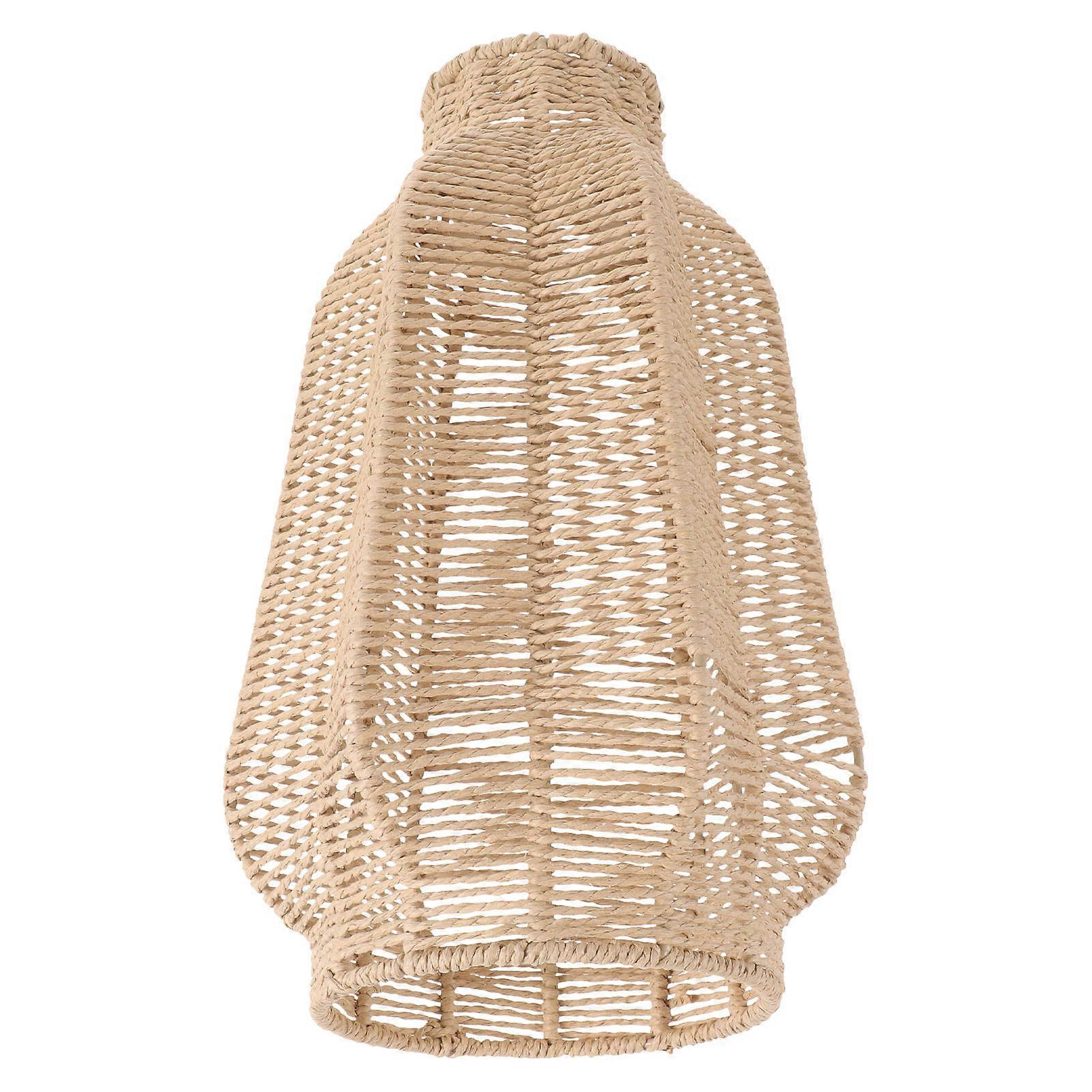 Paper Woven Lampshade Beige Plastic Easy Assembly Retro Lampshade for Home Use Cover for Light