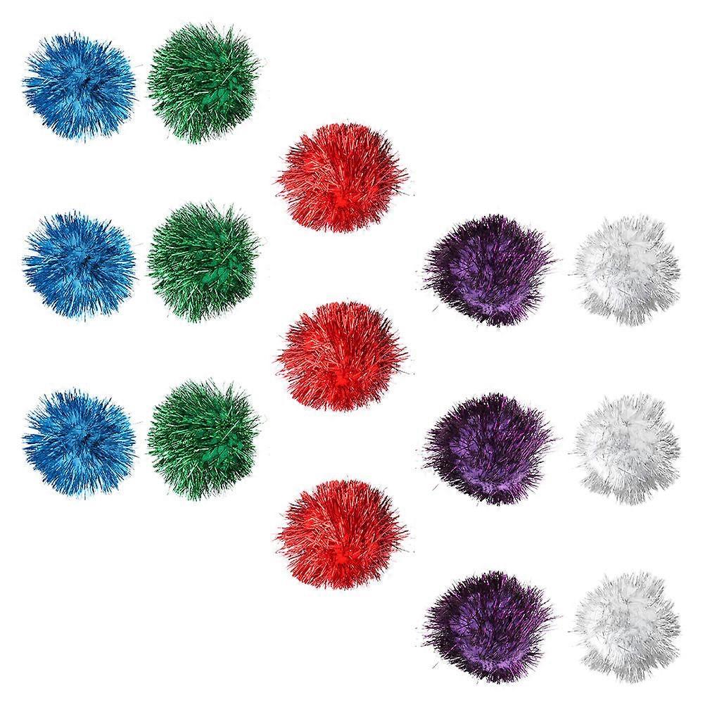 Sparkle Ball Cat Toy with Synthetic Material for Pet Use Assorted Color 15pcs