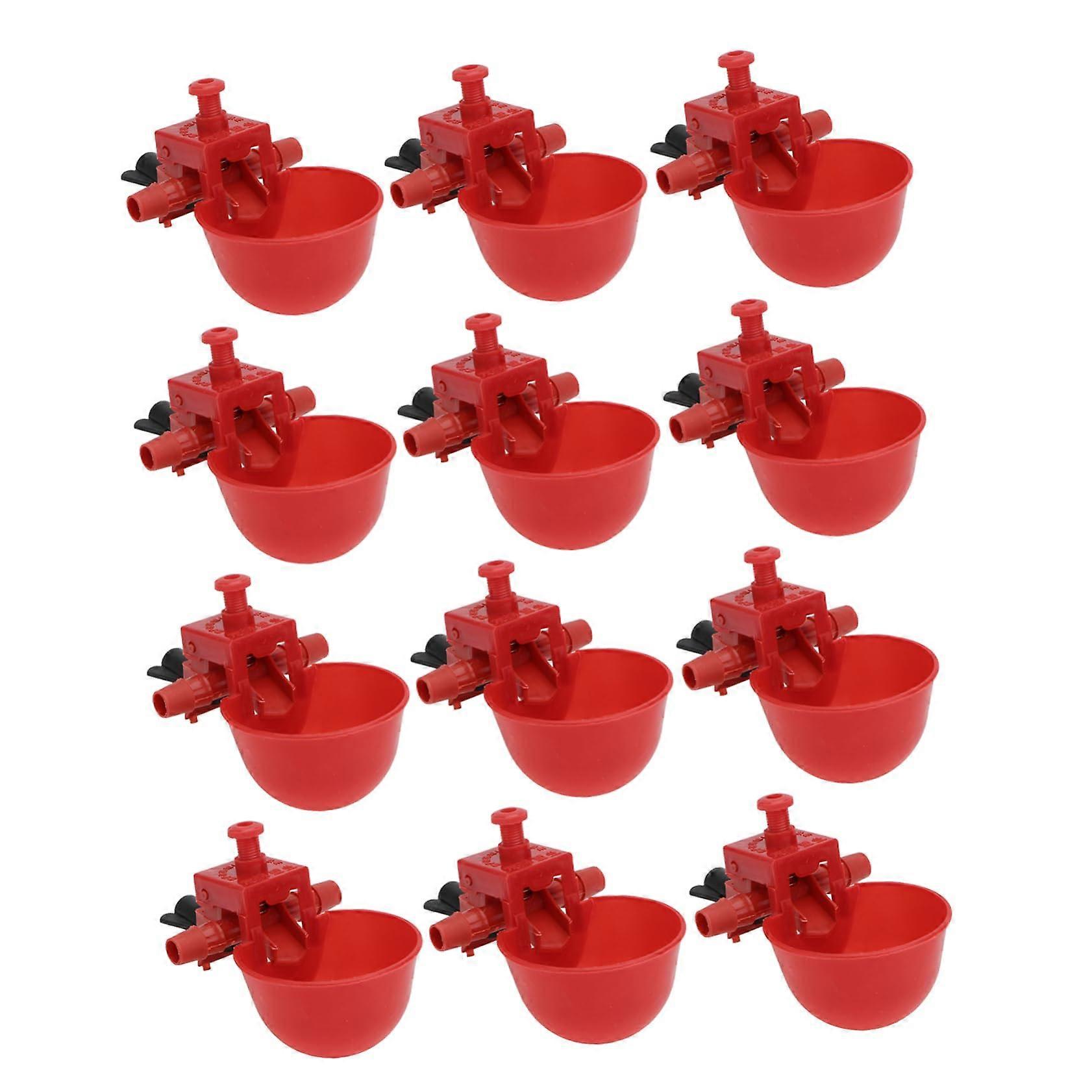 Chicken Drinker Bowl Pack of 12 Automatic Poultry Watering System for Chickens and Pigeons Red Water-Saving Design
