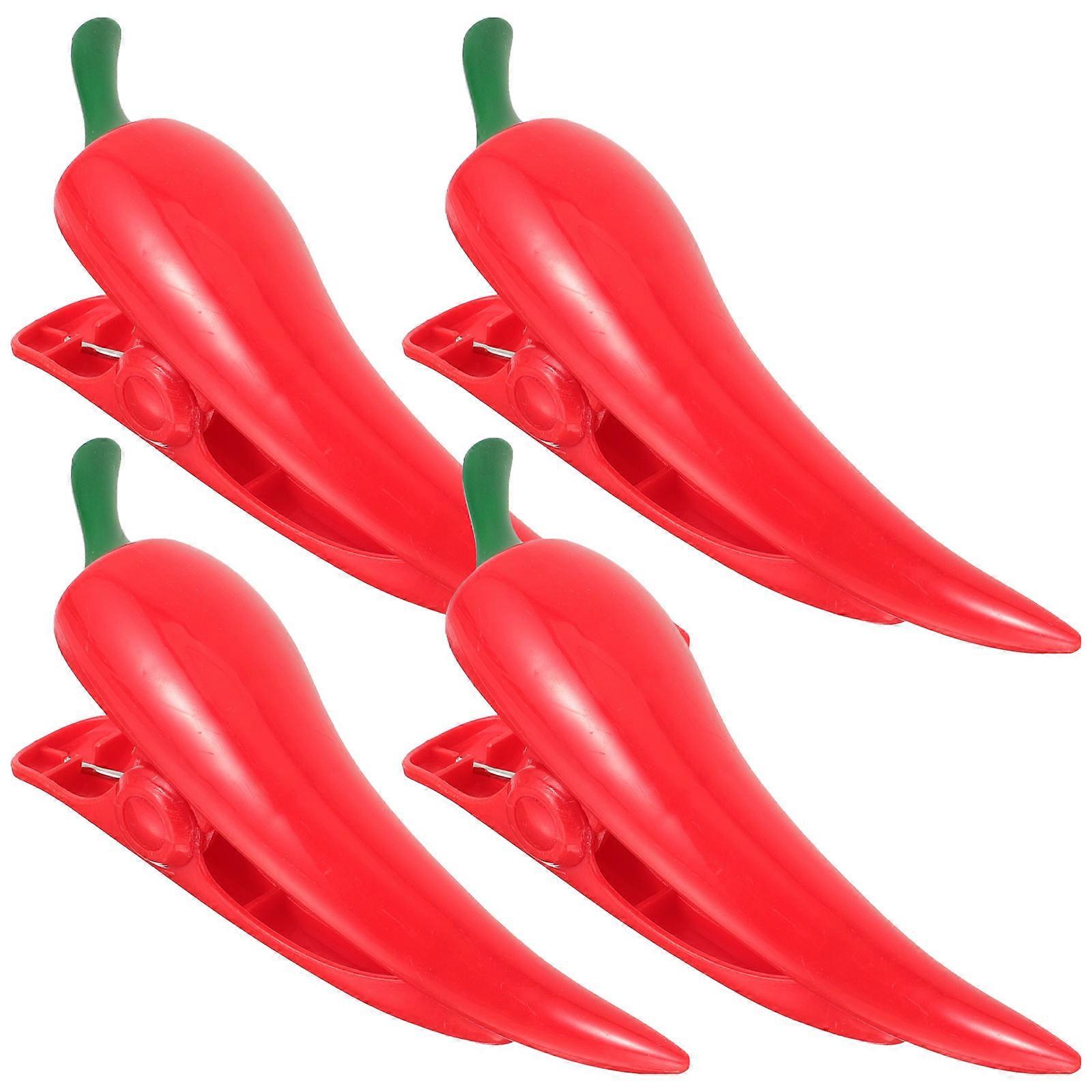 Portable Beach Towel Clips with ABS Material Red Color Novel Pepper Shape for Holiday Pool and Beach Chairs
