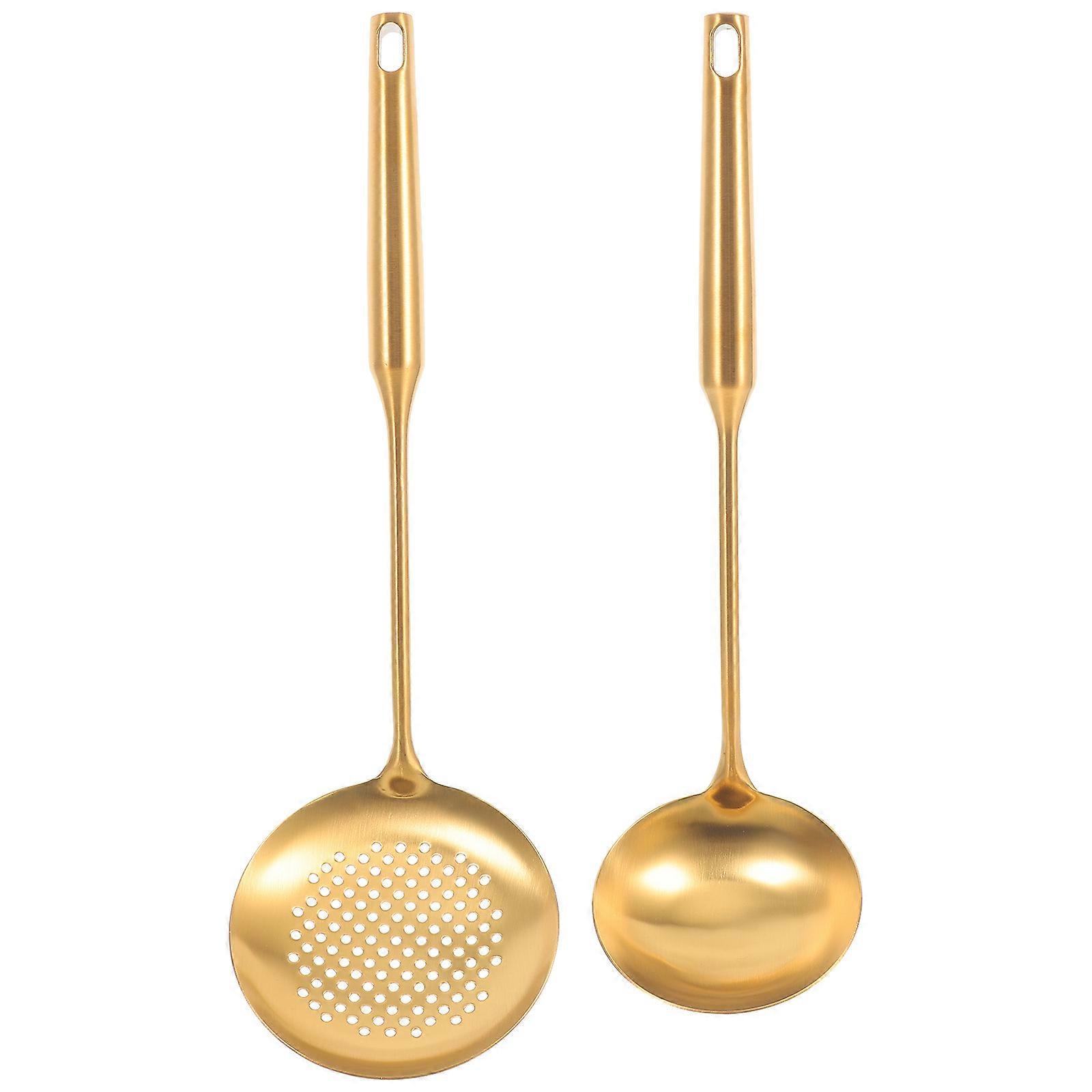 Slotted Soup Scoop Metal Cooking Spoons Deep Soup Spoons 2Pcs