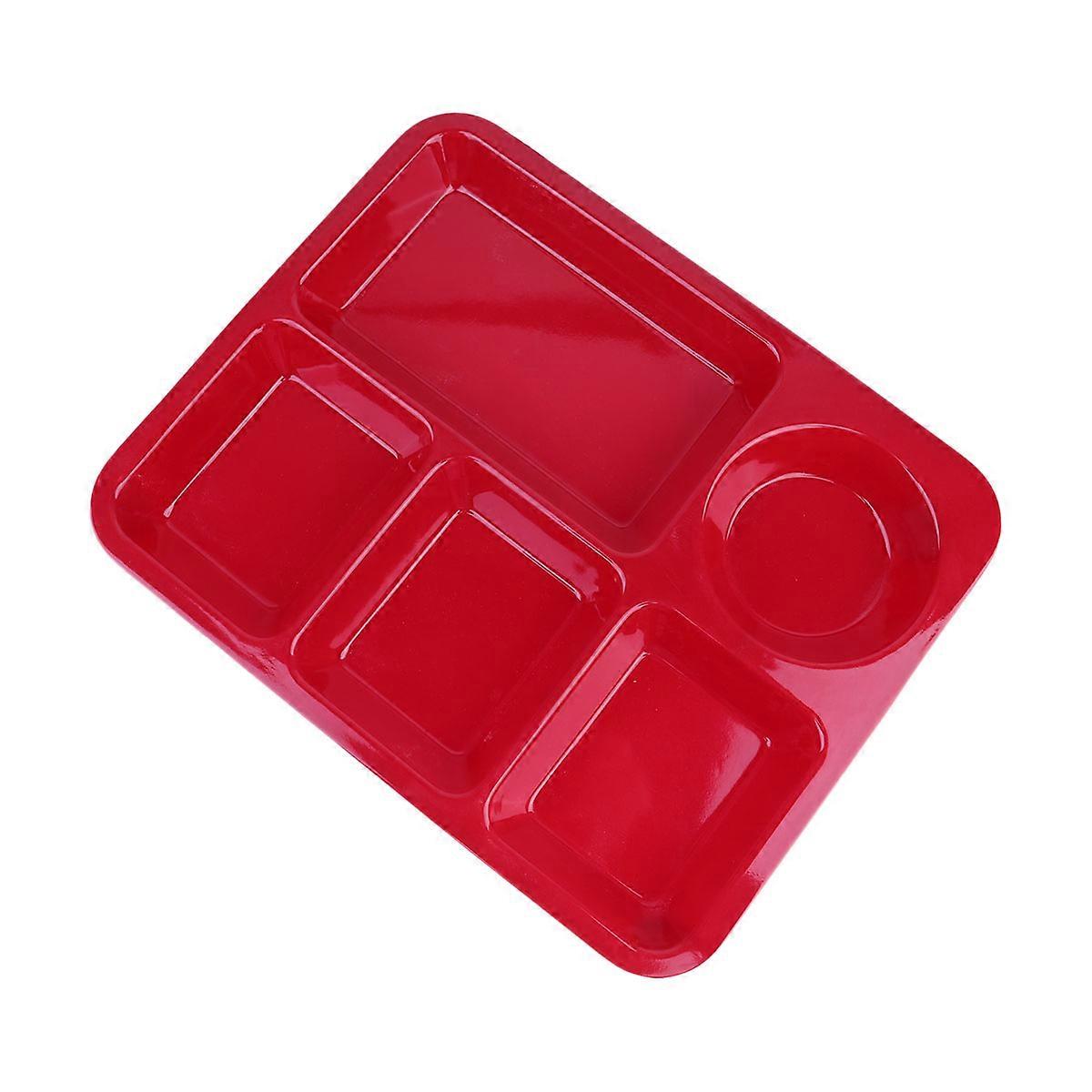 Separating Dish Divided Compartments Plate Antifall Rice Tray Practical Tableware for Home (Red)