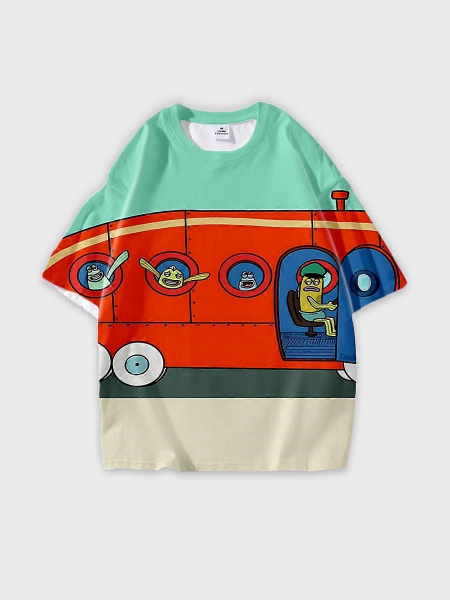 T-shirt round neck Anime Pattern loose short sleeve D1433