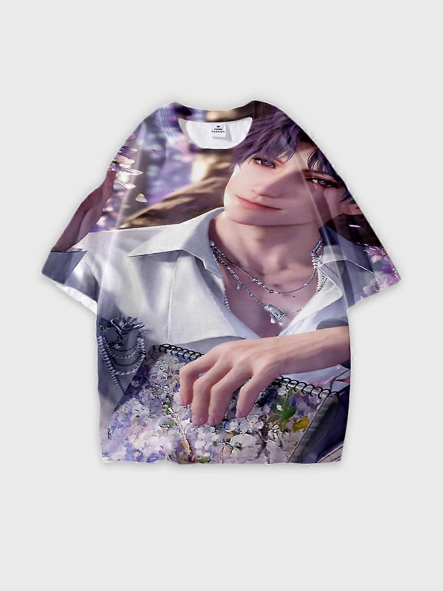 T-shirt round neck Role Pattern loose short sleeve B1155