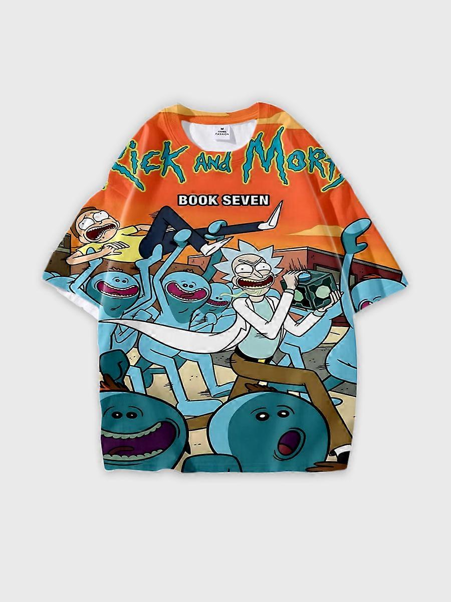 T-shirt round neck Animation Character Pattern loose short sleeve E2172