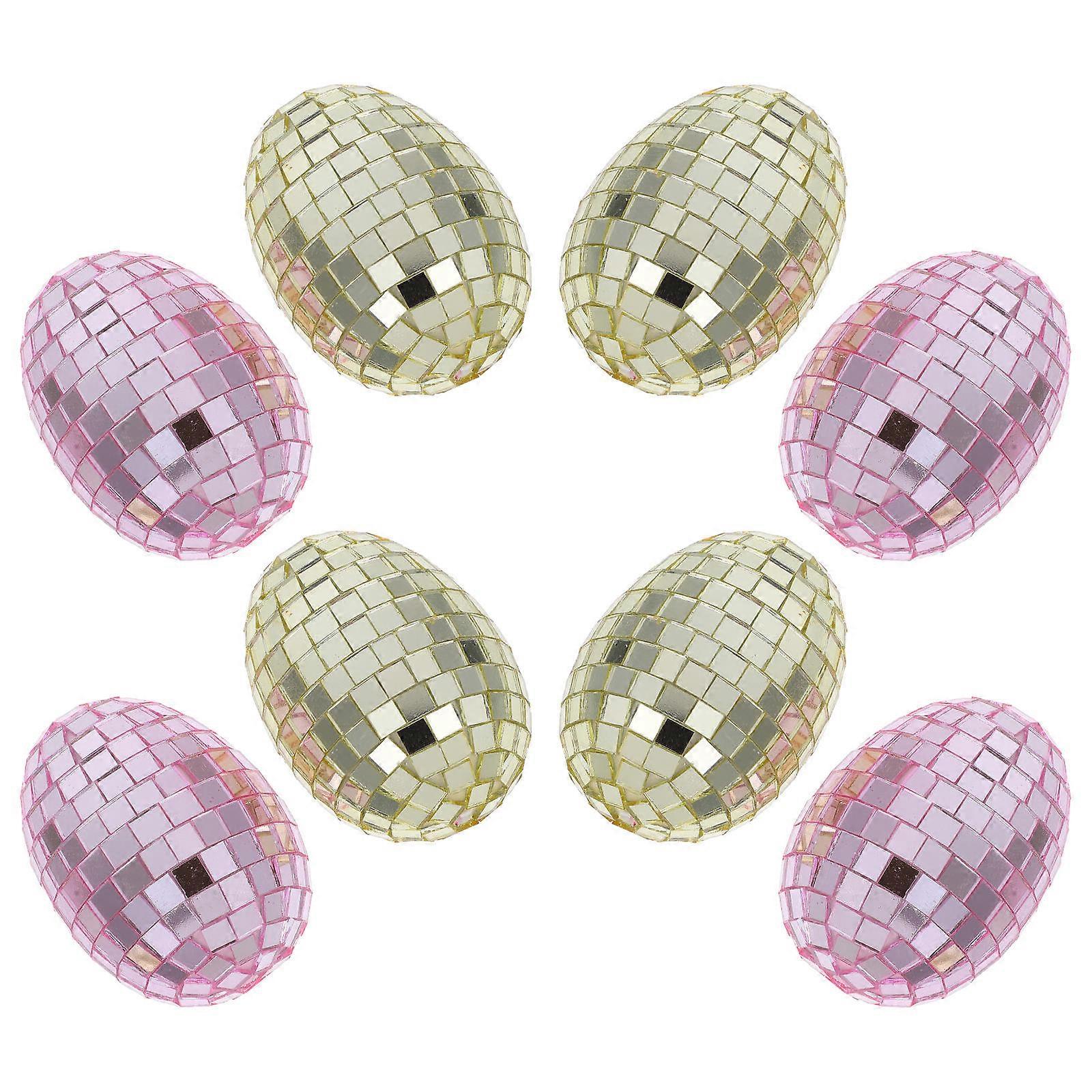 Assorted Mirror Egg Ornaments for Hanging 8Pcs Easter Decorations