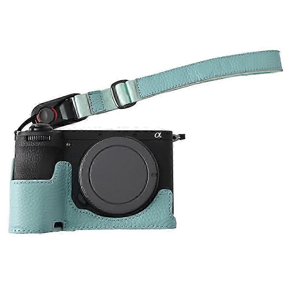Genuine Leather Camera Case with Large Opening and Wrist Strap for A6700 Protector