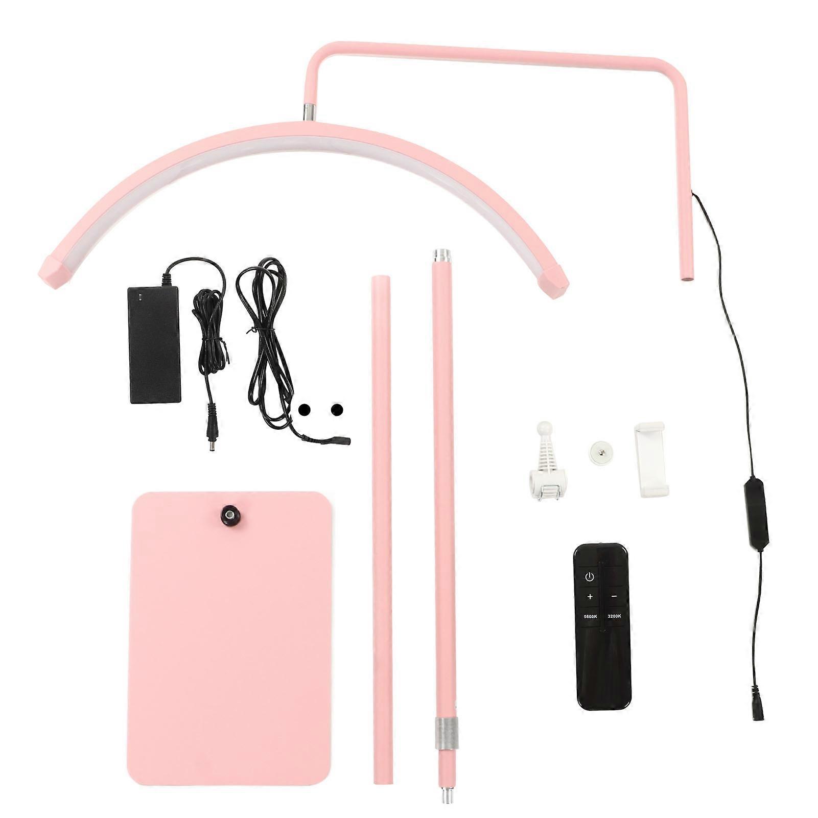 HD M6X LED Floor Light 23in Pink Half Moon Lash Light Adjustable Facialist Moon Lamp for Video Recording Live Stream 110‑240V EU Plug