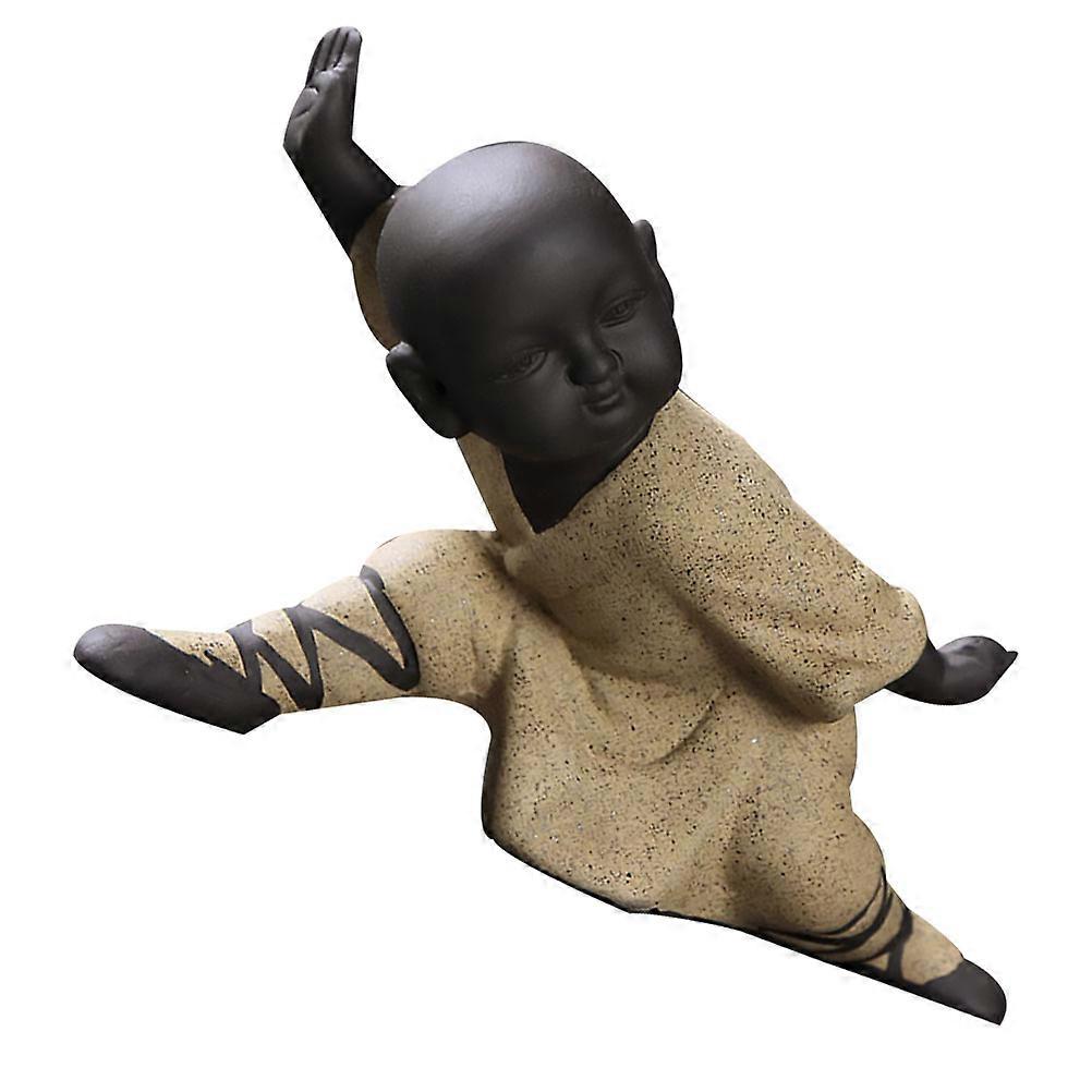 Kung Fu Statue Monks Purple Sands Home Decoration 14.5*9.3*7.5 Cm Photography Prop 1Set