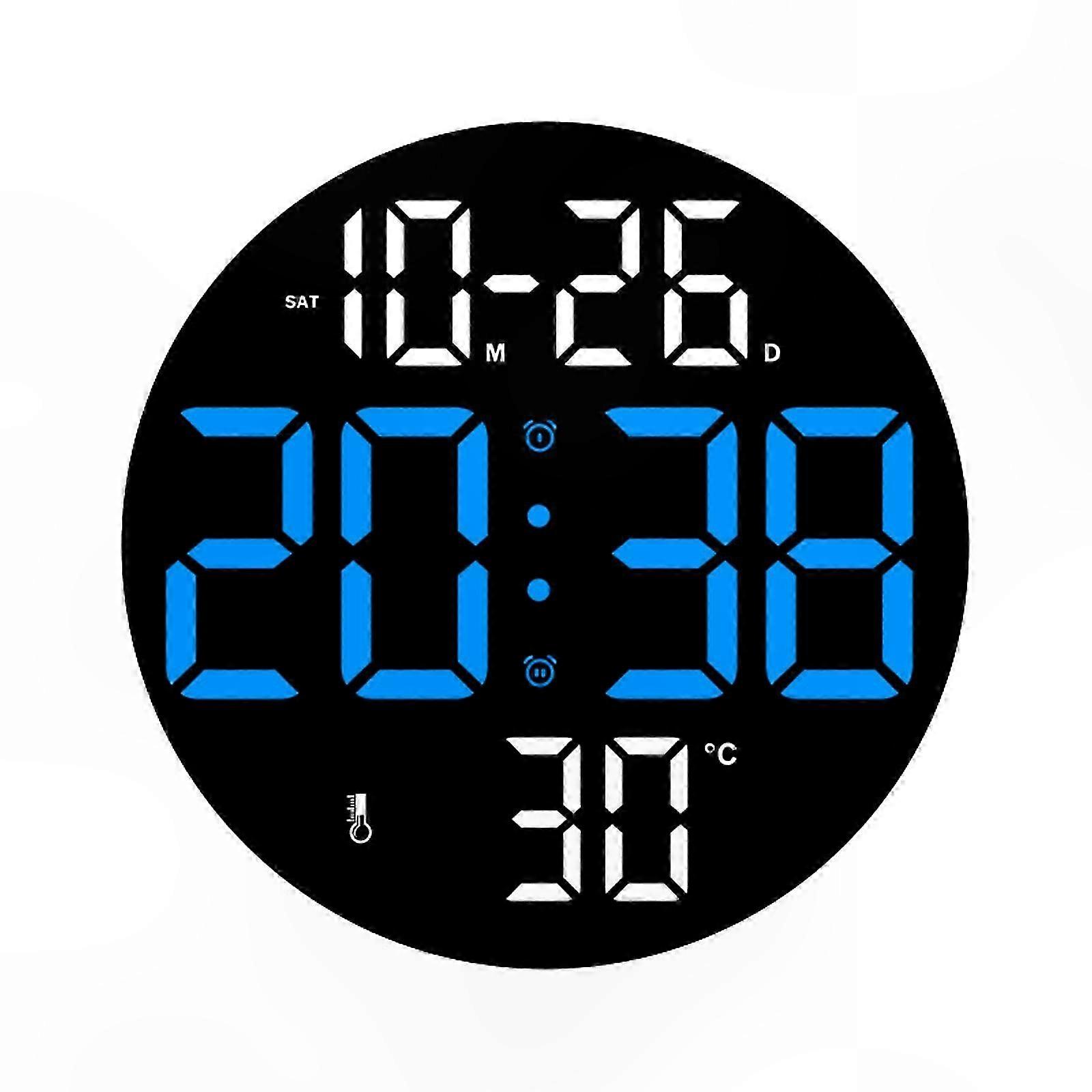 Modern Decorative Clock Multifunctional LED Clock Versatiles Hanging Clock Temperature for Wall or Desk Placement orange color