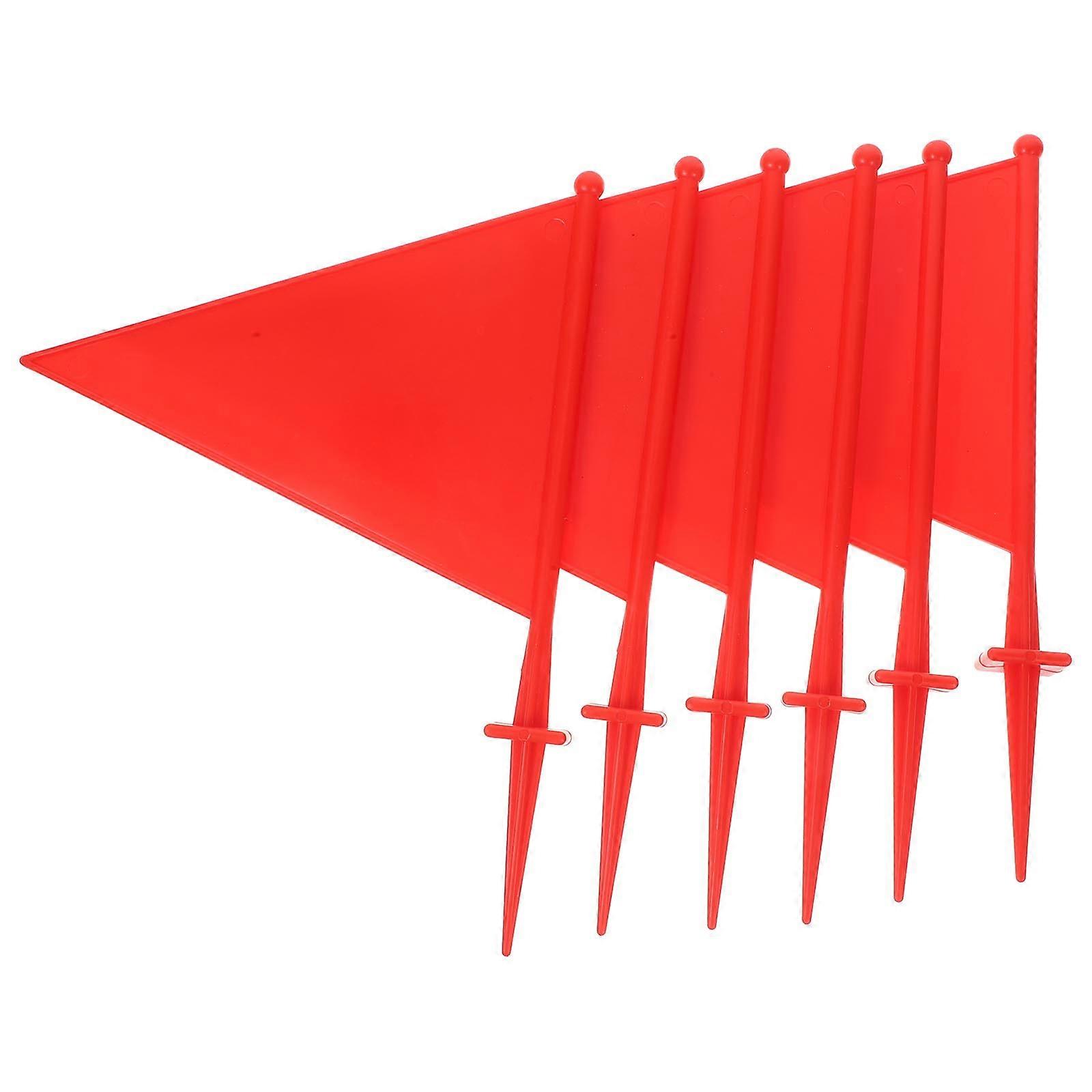 Red ABS Marking Flags for Cheering with Sturdy Poles Easy to Insert 6 Pieces