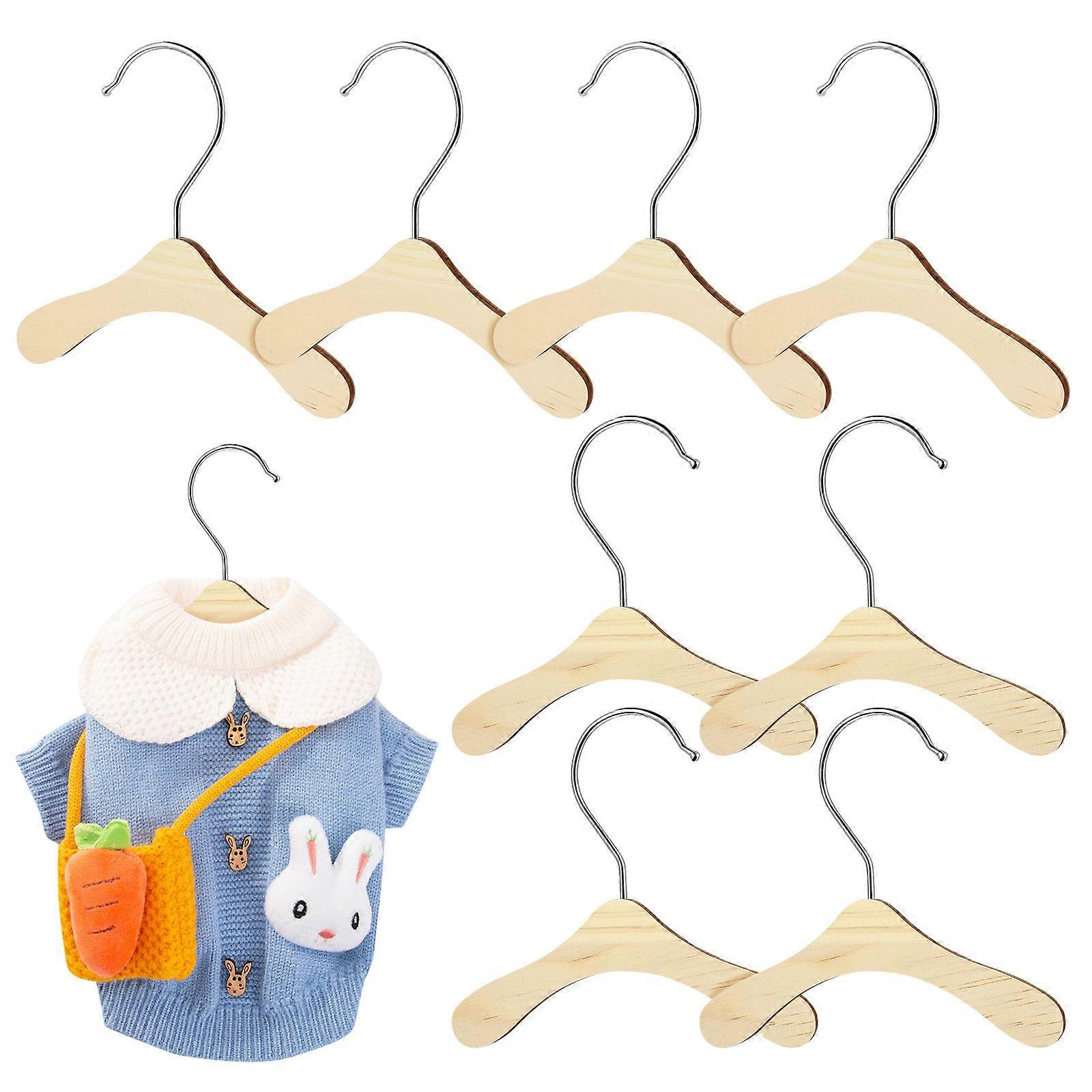 10 Pcs Wooden Pet Apparel Hangers for Neat Storage and Protecting Clothes Beige