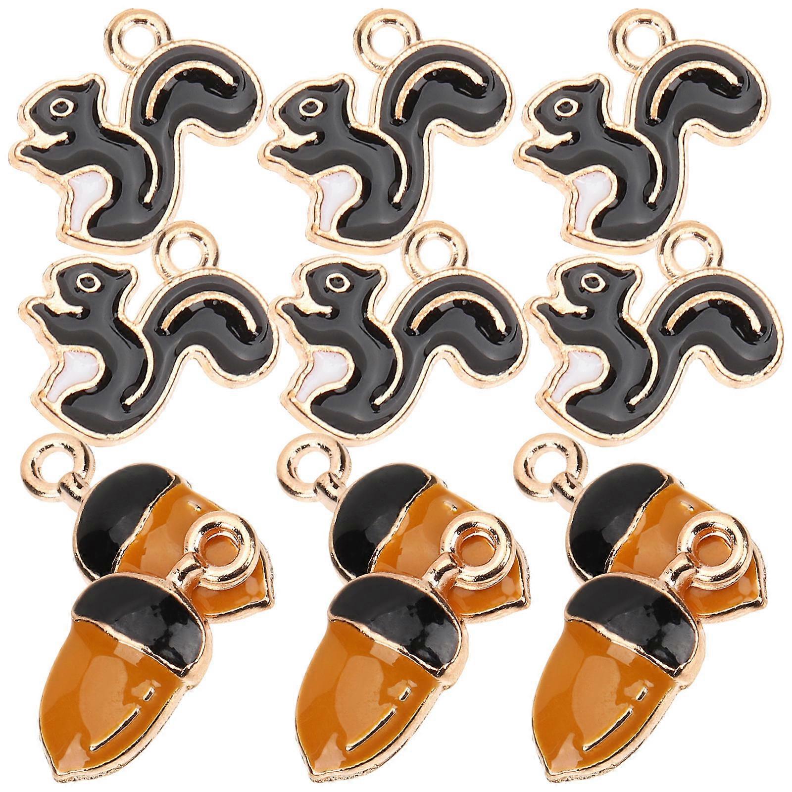 Squirrel and Pine Cone Charms for Bracelets Jewelry Making Kit with 20 Pieces Alloy Multi Color