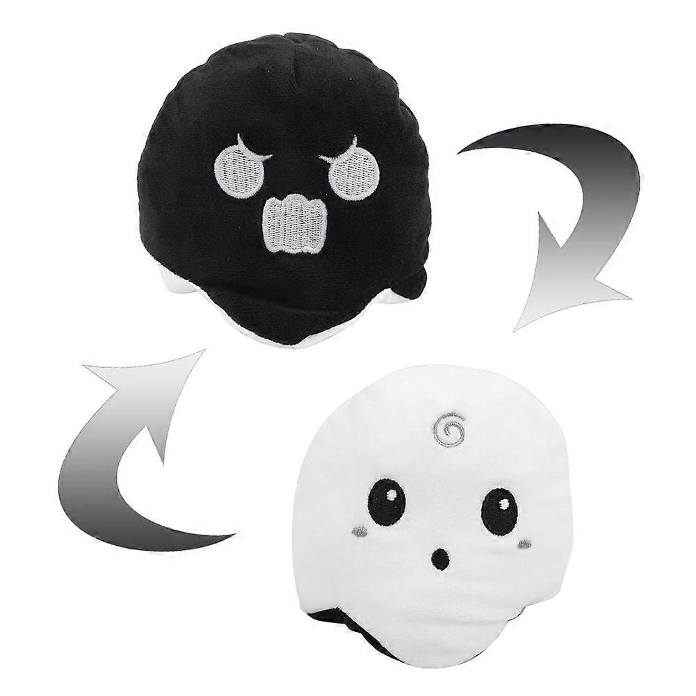 Reversible Plush Toy DoubleSided Flip Soft Plush Halloween Dolls Toys for Kid(WhiteBlack 10cm)
