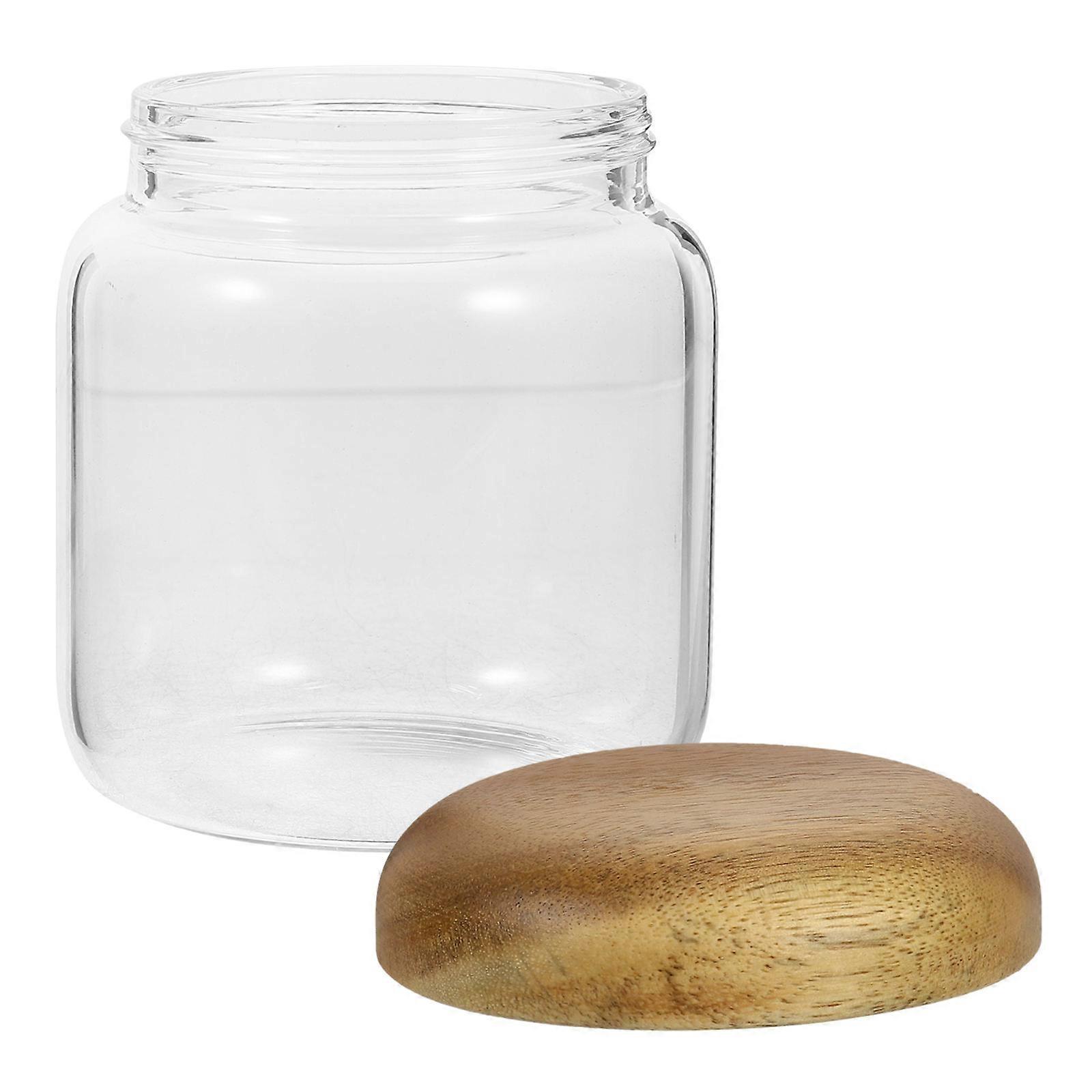 Transparent Honey Jar with Wood Lid for Storage Use Easy to Clean and Observe 4.5 inches
