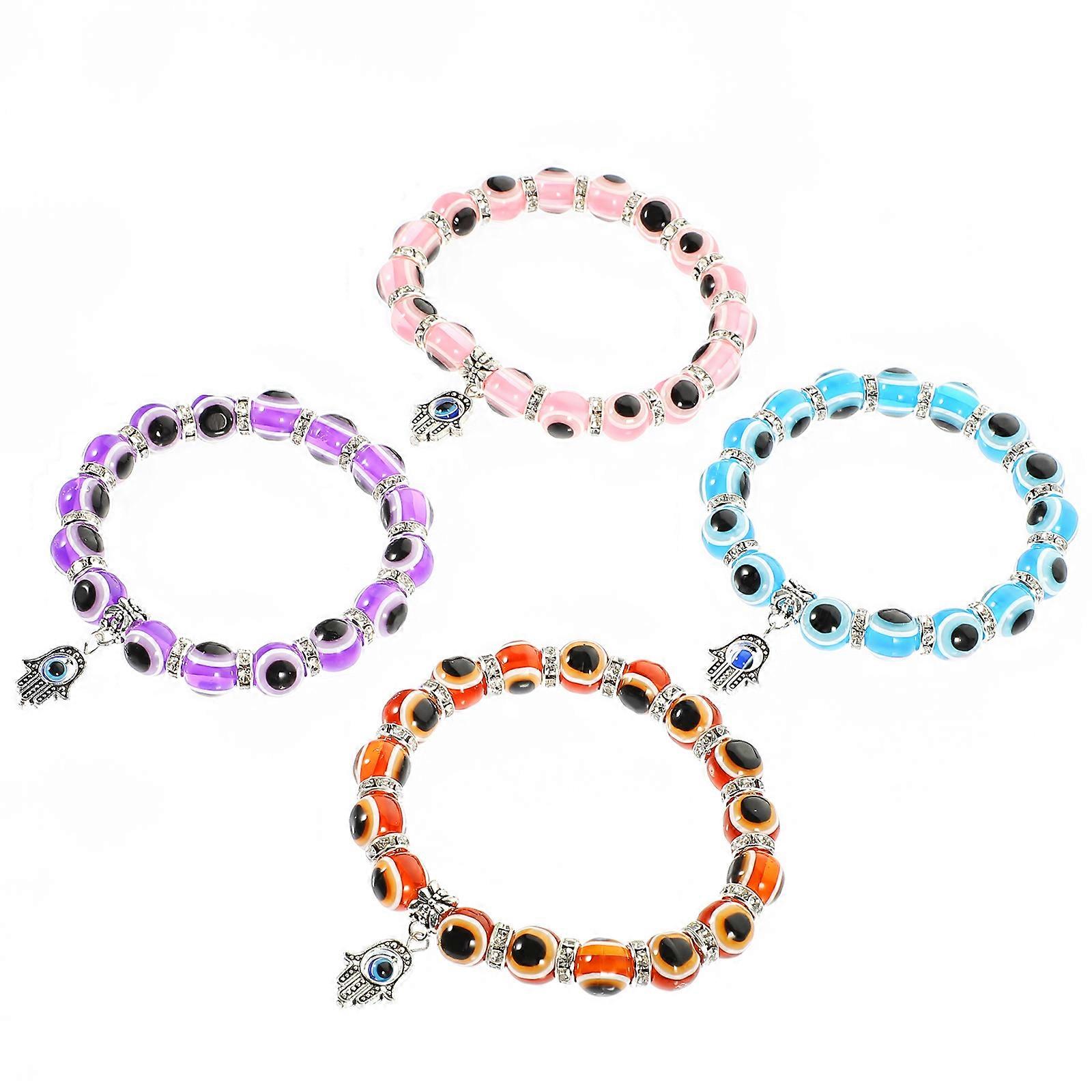 4pcs Evil Eye Bracelet Women Bracelets Beaded Wrist Jewelry Fashionable Wrist Bracelet for Teen Girls